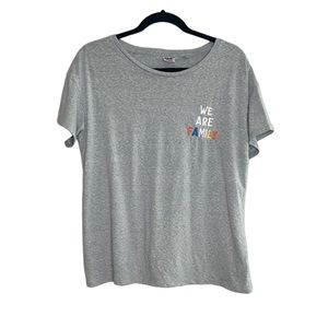 JUNK FOOD We are Family multi color embroidered gray tee size Small